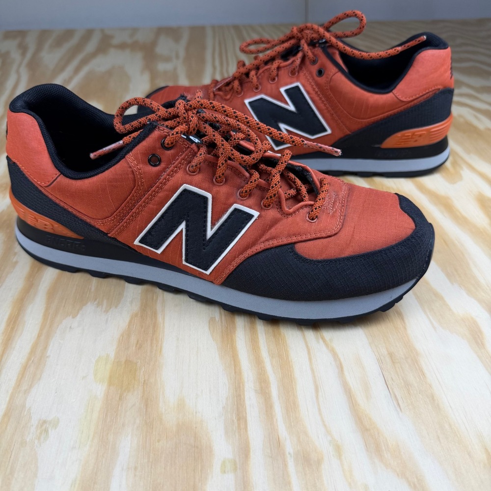 New Balance 574 Mens Orange Black Ripstop Sneakers ML574PTC Low Top Trainers